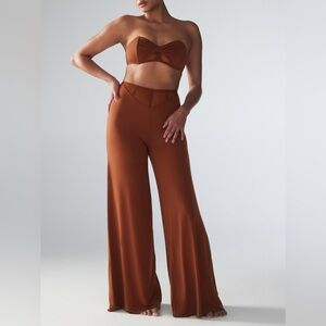 Savage x Fenty Aqua Hour Wide Leg Pant in Cookie Brown